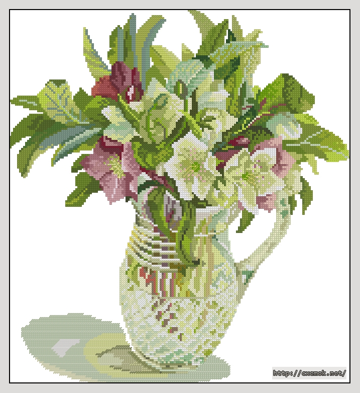 Download embroidery patterns by cross-stitch  - Pink hellebore, author 