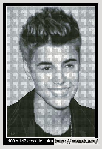 Скачать схему вышивки нитками Justin Bieber, автор 