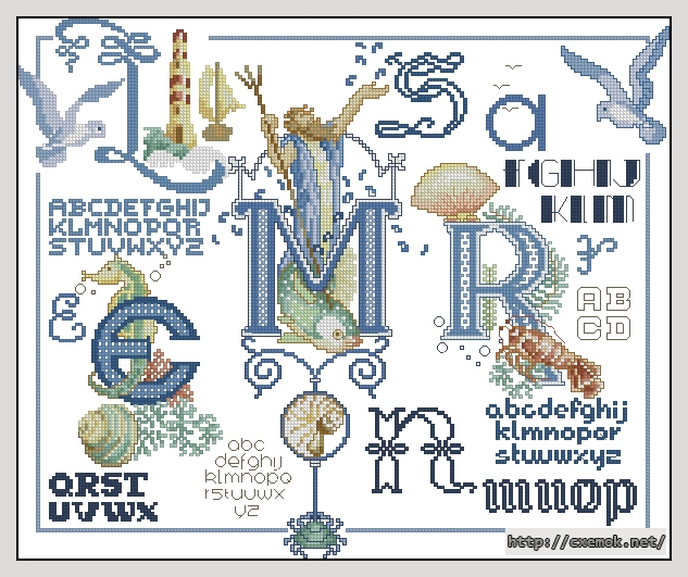 Download embroidery patterns by cross-stitch  - Abc marine, author 