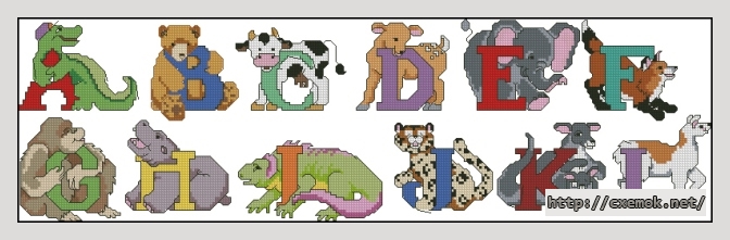 Download embroidery patterns by cross-stitch  - Abc animals