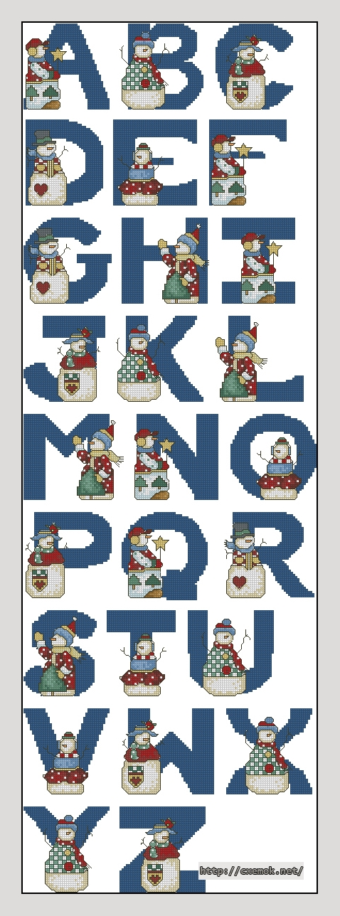 Download embroidery patterns by cross-stitch  - Al snowfolk alphabet