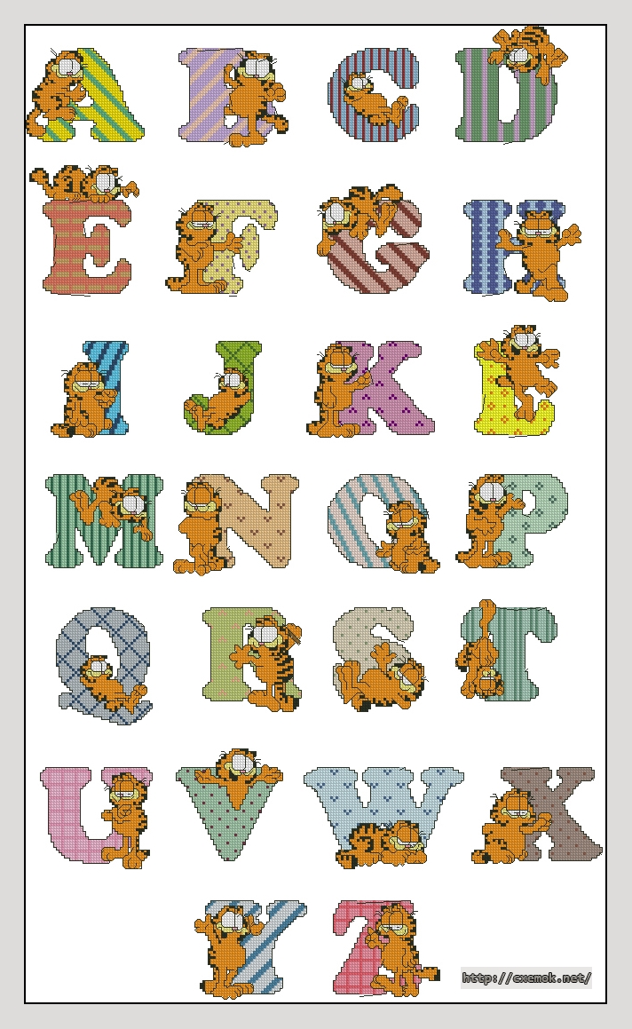Download embroidery patterns by cross-stitch  - Garfield_abc(алфавит)