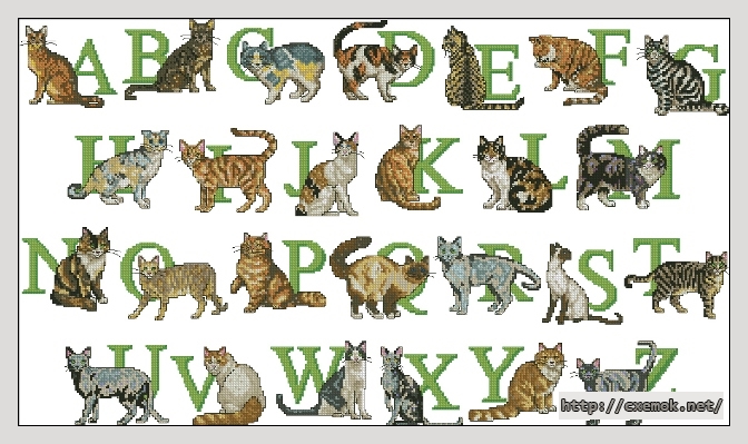 Download embroidery patterns by cross-stitch  - Cats abc