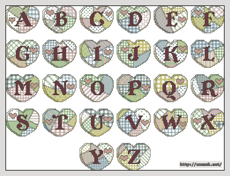 Download embroidery patterns by cross-stitch  - Abc patchwork heart