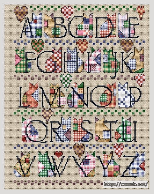 Download embroidery patterns by cross-stitch  - Cat abc