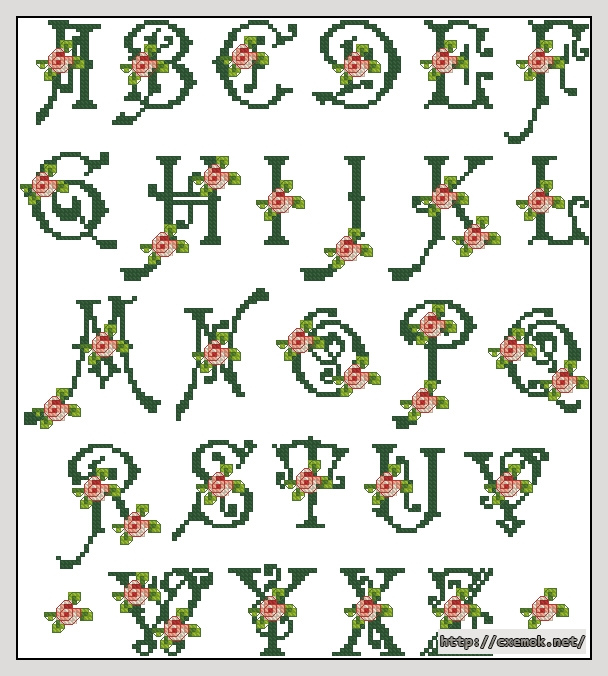 Download embroidery patterns by cross-stitch  - Alphabet in bloom