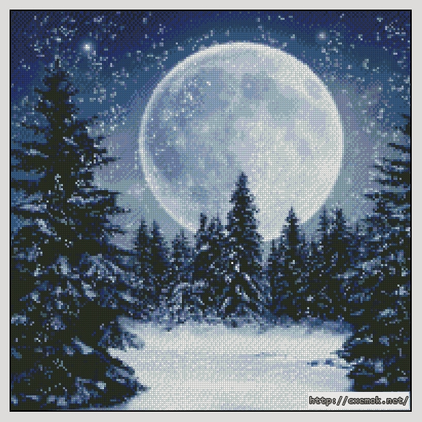 Download embroidery patterns by cross-stitch  - Winter moon, author 