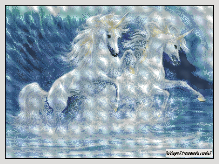 Download embroidery patterns by cross-stitch  - Ocean unicorns, author 