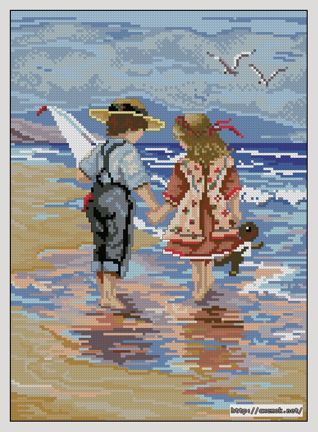 Скачать схемы вышивки нитками / крестом  - Ninos en la playa, автор 