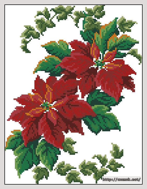 Download embroidery patterns by cross-stitch  - The first poinsettia, author 