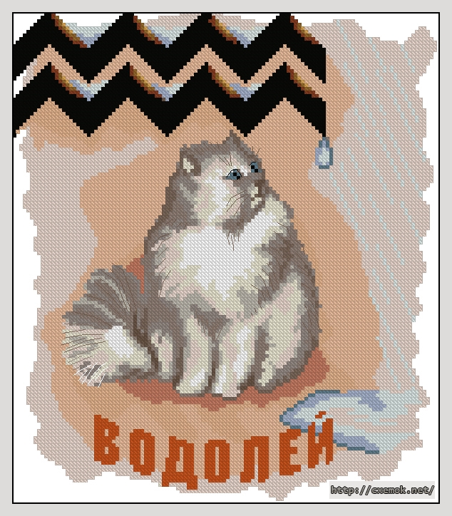 Download embroidery patterns by cross-stitch  - Кот-водолей, author 