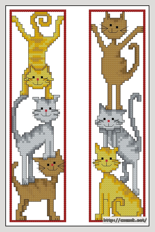 Download embroidery patterns by cross-stitch  - Cats on high, author 