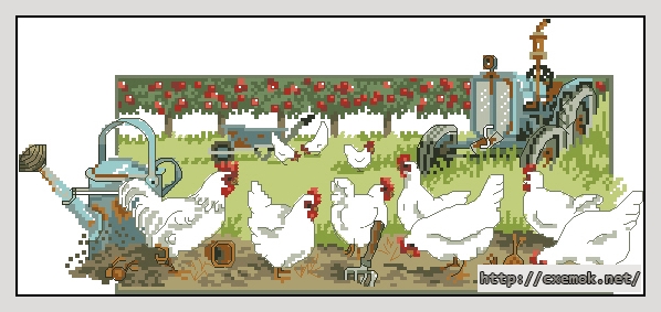 Download embroidery patterns by cross-stitch  - Hens, author 