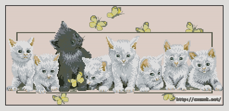 Download embroidery patterns by cross-stitch  - Butterfly kittens, author 