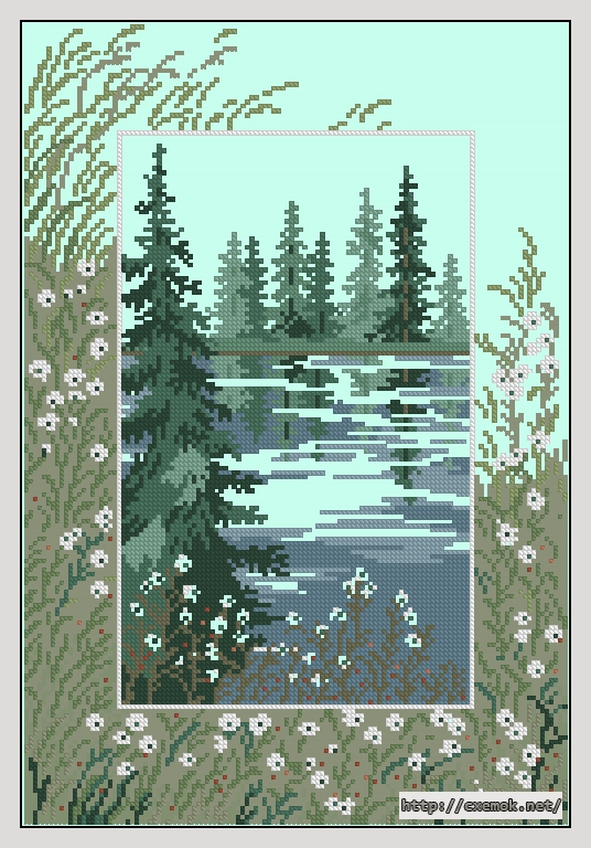 Download embroidery patterns by cross-stitch  - Misty lake, author 