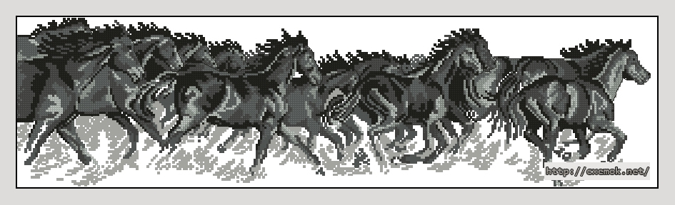 Скачать схемы вышивки нитками / крестом  - Galloping horses, автор 