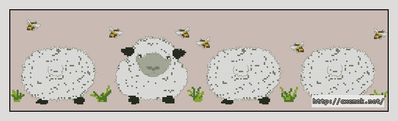 Download embroidery patterns by cross-stitch  - Sheep and bees, author 