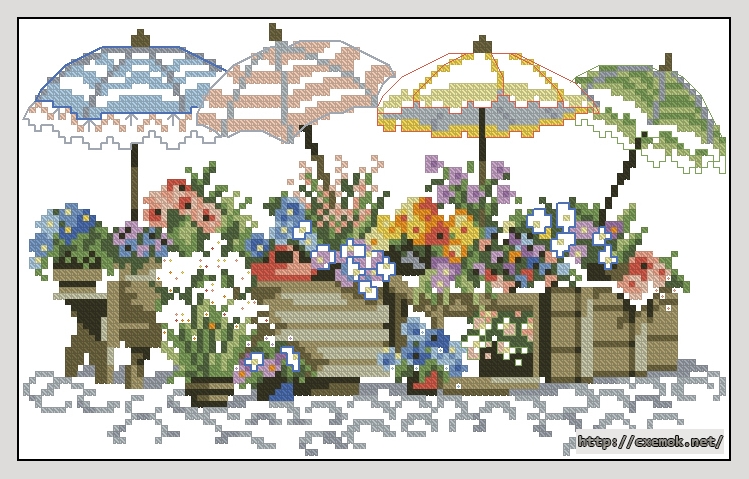 Download embroidery patterns by cross-stitch  - Flower market, author 
