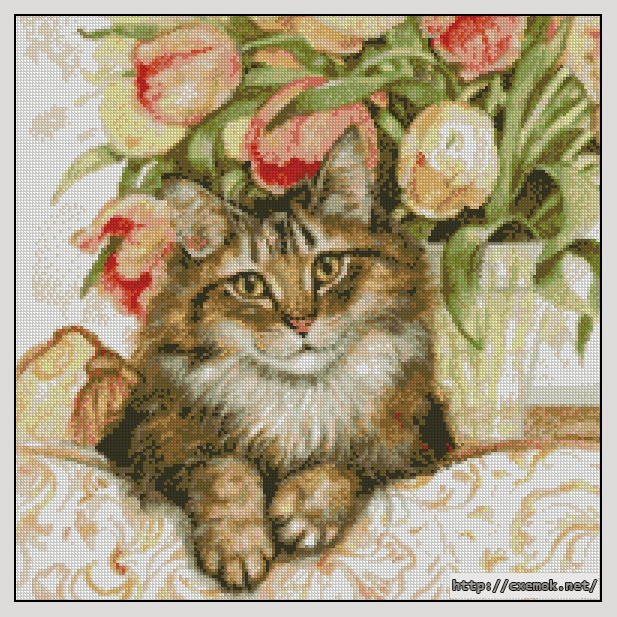 Download embroidery patterns by cross-stitch  - Sofa cat, author 