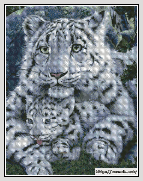 Скачать схемы вышивки нитками / крестом  - White tigress and cub, автор 