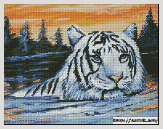 Завантажити схеми вишивки нитками / хрестом  - Sunset tiger, автор 