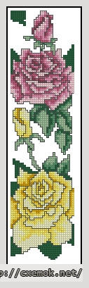 Download embroidery patterns by cross-stitch  - Закладка розы