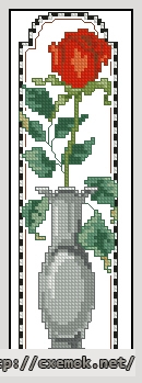 Download embroidery patterns by cross-stitch  - Закладка красная роза