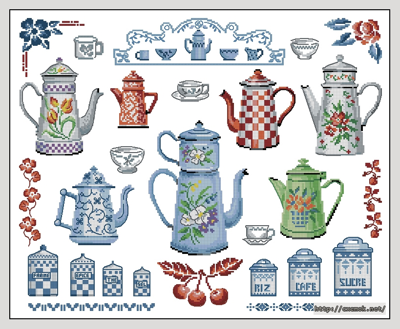 Download embroidery patterns by cross-stitch  - Collection de cafetieres, author 