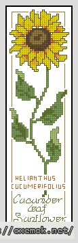 Download embroidery patterns by cross-stitch  - Bookmark sunflower