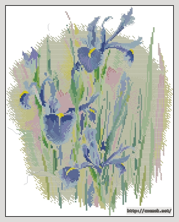 Download embroidery patterns by cross-stitch  - Irises, author 