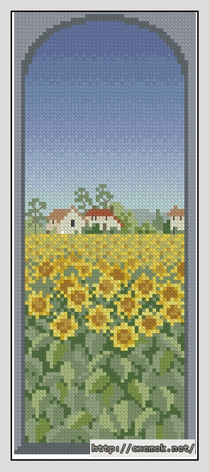 Скачать схему вышивки нитками Sunflower Field, автор 