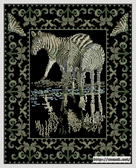 Download embroidery patterns by cross-stitch  - Zebra, author 