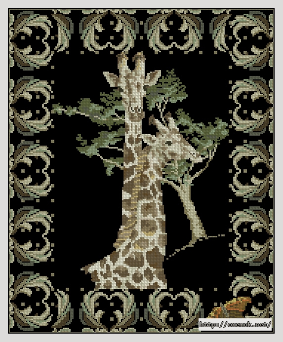 Скачать схему вышивки нитками Giraffes, автор 
