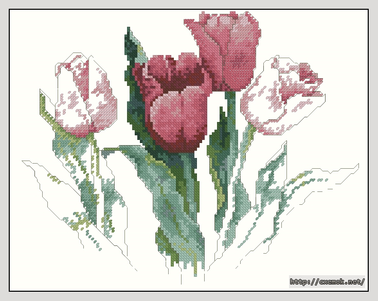 Download embroidery patterns by cross-stitch  - Tulips, author 