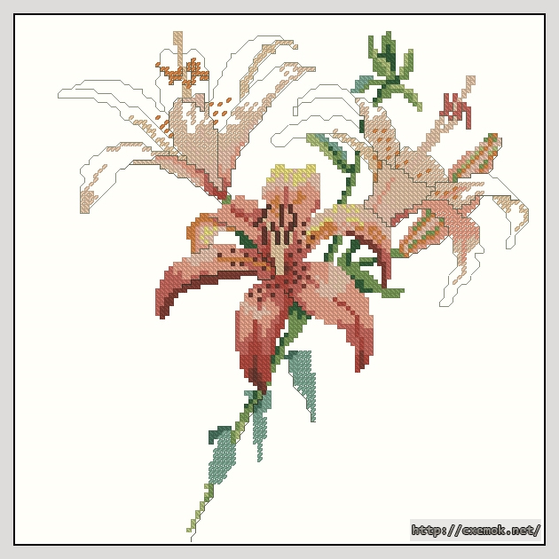Download embroidery patterns by cross-stitch  - Tiger lilies, author 