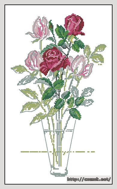 Скачать схему вышивки нитками Rose bouquet, автор 