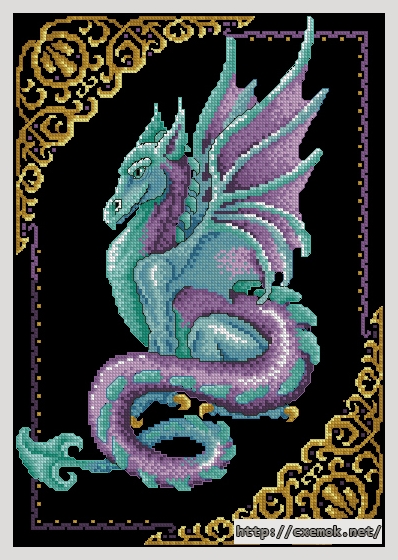 Скачать схему вышивки нитками Mythical Dragon, автор 