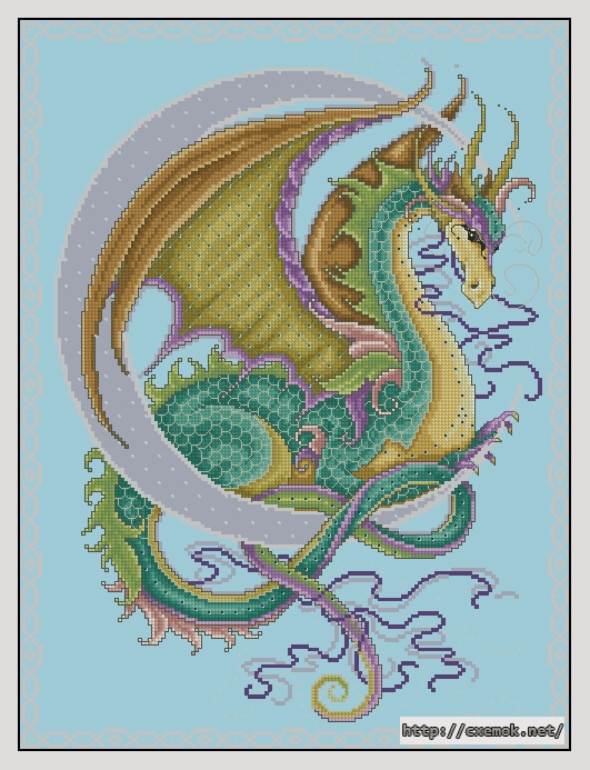 Download embroidery patterns by cross-stitch  - Moon dragon