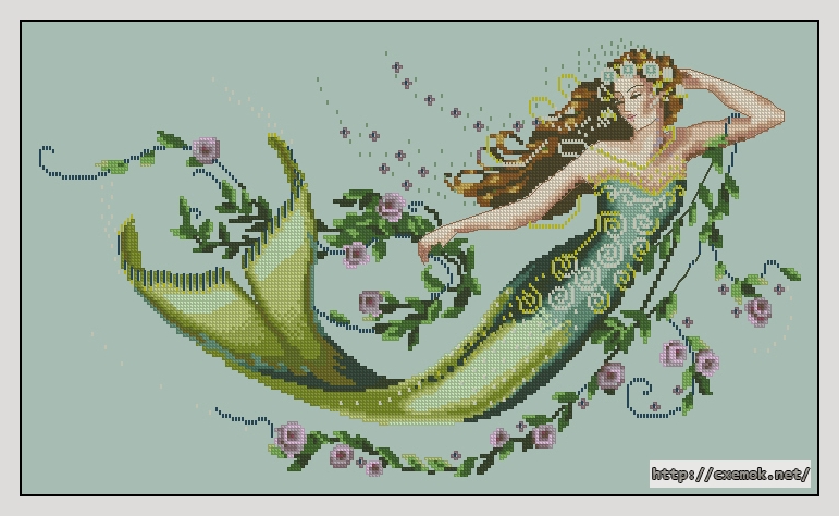 Скачать схемы вышивки нитками / крестом  - Emerald mermaid, автор 