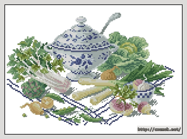 Download embroidery patterns by cross-stitch  - Nature morte a la soupe, author 