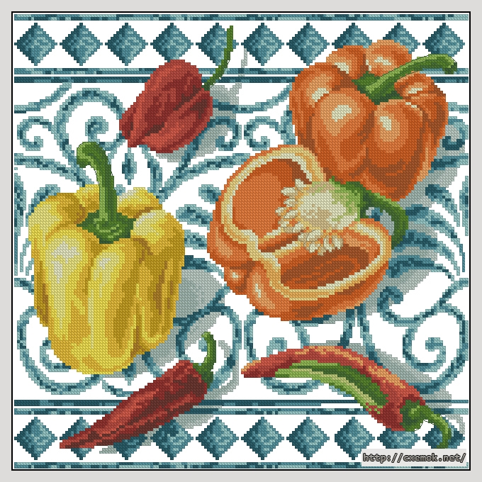 Download embroidery patterns by cross-stitch  - Poivrons, author 
