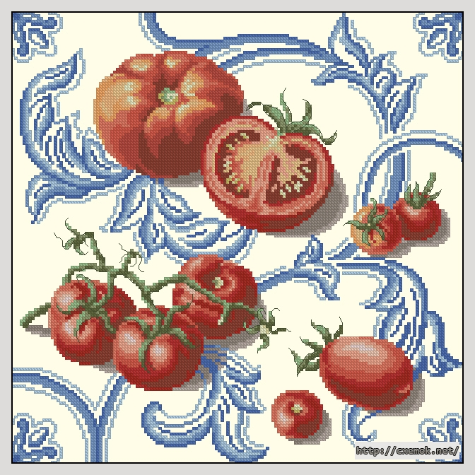 Download embroidery patterns by cross-stitch  - Nature morte a la tomate, author 