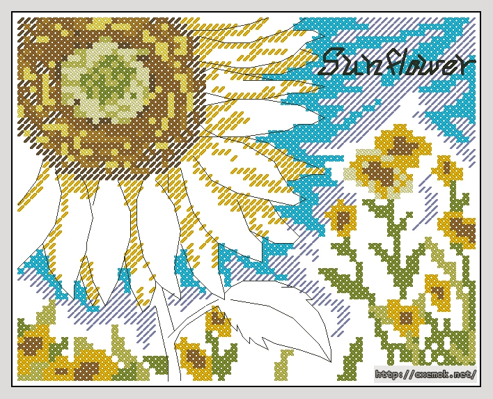 Скачать схему вышивки нитками Sunflower, автор 