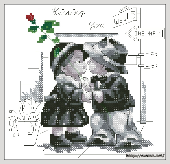 Download embroidery patterns by cross-stitch  - Kissing you, author 