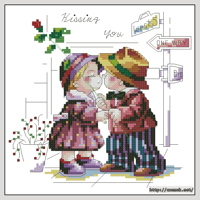 Download embroidery patterns by cross-stitch  - Kissing you color, author 