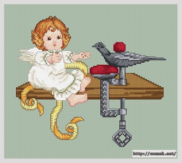 Download embroidery patterns by cross-stitch  - Feeding the sewingbird stitch angel, author 