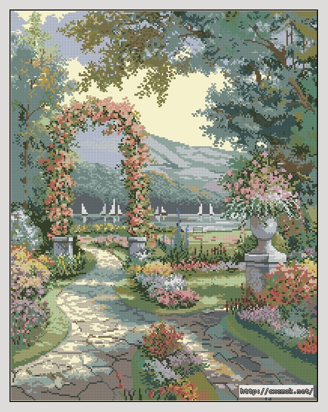 Download embroidery patterns by cross-stitch  - Lake view