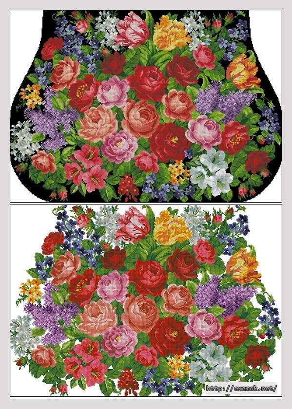 Download embroidery patterns by cross-stitch  - Flowers for bags