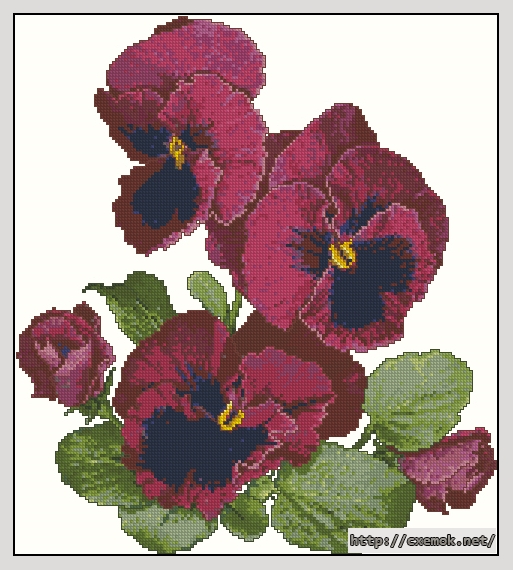 Download embroidery patterns by cross-stitch  - Ruby pansies, author 