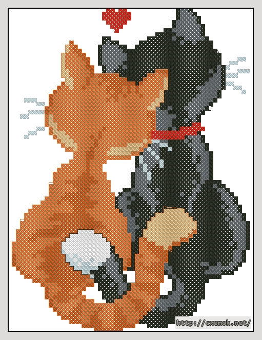 Download embroidery patterns by cross-stitch  - Cats in love, author 